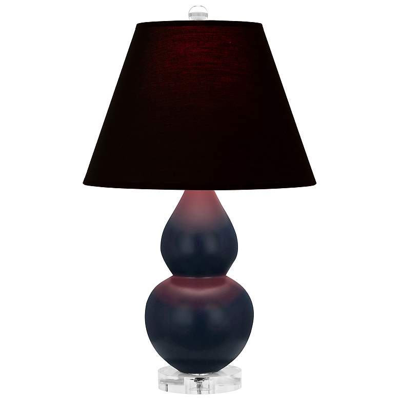 Image 1 Double Gourd 22"H Matte Blue And Lucite Lamp w/ Ink And Rose Shade