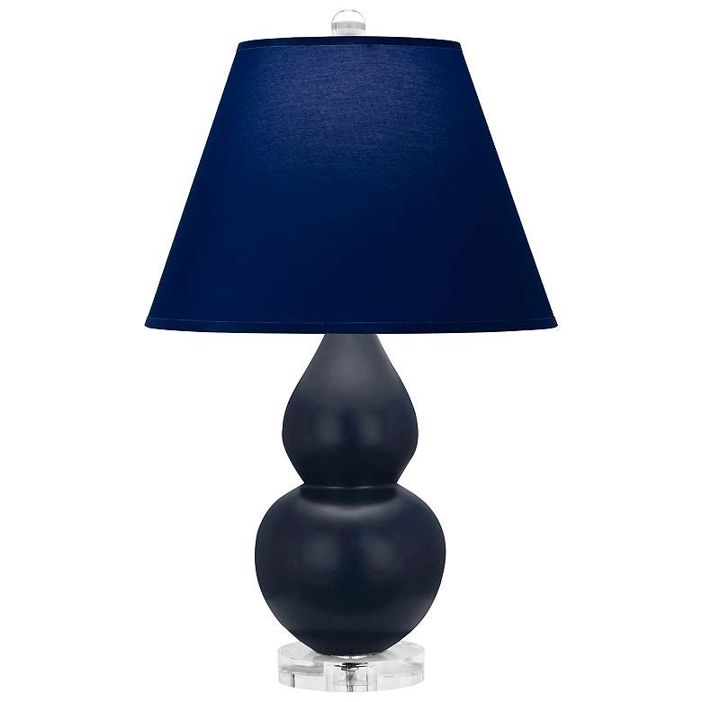 Image 1 Double Gourd 22"H Matte Blue And Lucite Lamp w/ Navy And Gray Shade