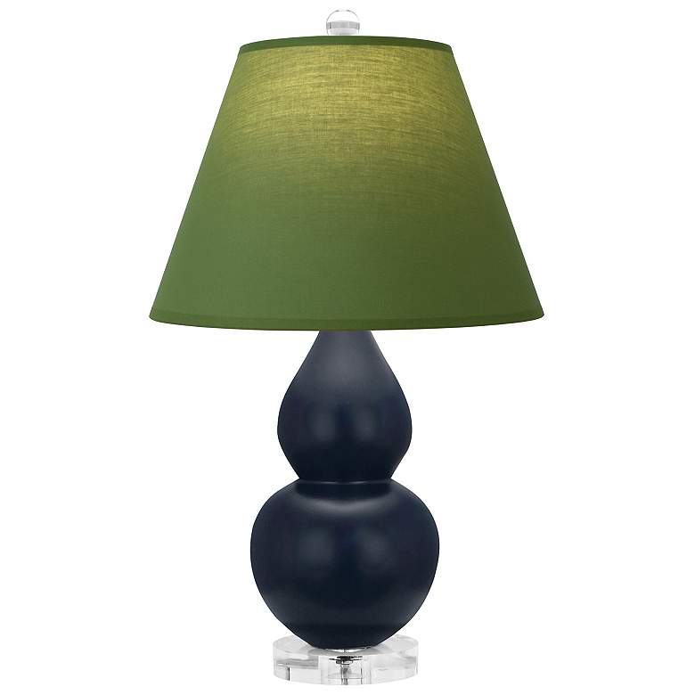 Image 1 Double Gourd 22"H Matte Blue And Lucite Lamp w/ Tea And Taupe Shade