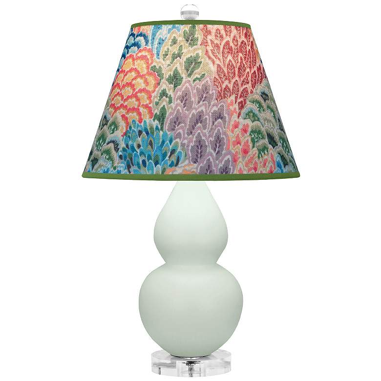 Image 1 Double Gourd 22"H Matte Celadon And Lucite Accent Lamp w/ Spring Shade