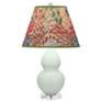 Double Gourd 22"H Matte Celadon And Lucite Lamp w/ Fall Floral Shade