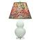 Double Gourd 22"H Matte Celadon And Lucite Lamp w/ Fall Floral Shade