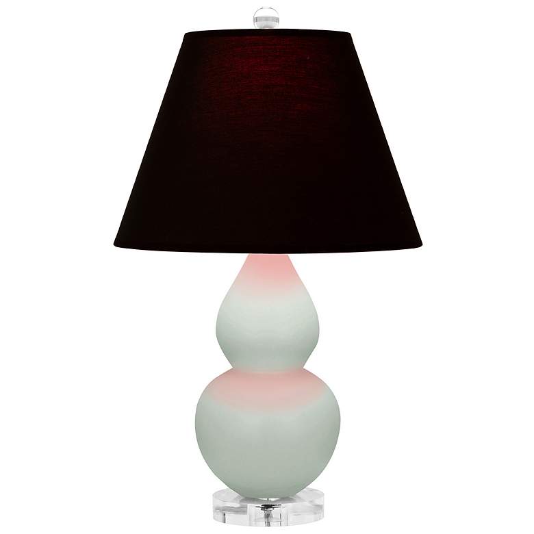 Image 1 Double Gourd 22"H Matte Celadon And Lucite Lamp w/ Ink And Rose Shade