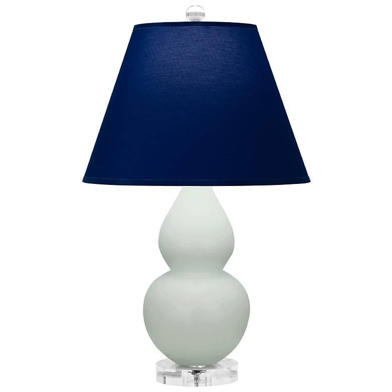 Image 1 Double Gourd 22"H Matte Celadon And Lucite Lamp w/ Navy And Gray Shade