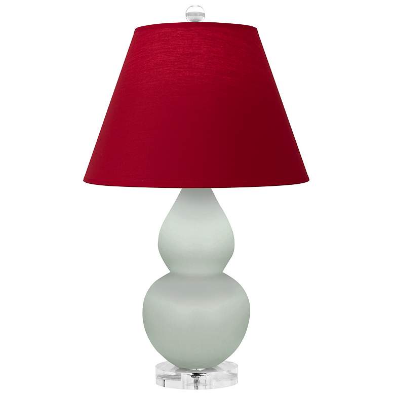 Image 1 Double Gourd 22"H Matte Celadon And Lucite Lamp w/ Rose And Ink Shade