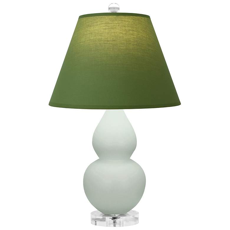 Image 1 Double Gourd 22"H Matte Celadon And Lucite Lamp w/ Tea And Taupe Shade