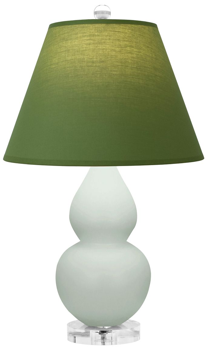 Double Gourd 22"H Matte Celadon & Lucite Lamp w/ Tea & Taupe Made to Order