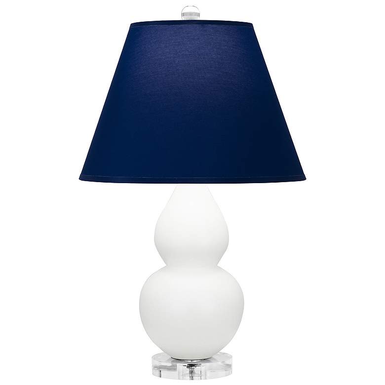 Image 1 Double Gourd 22"H Matte Daisy And Lucite Lamp w/ Navy And Gray Shade