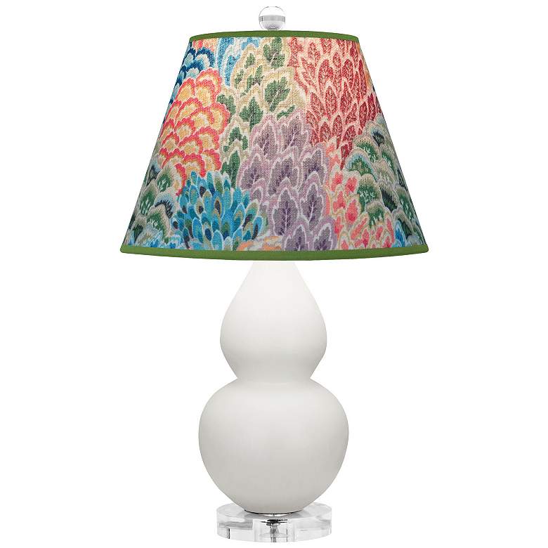 Image 1 Double Gourd 22"H Matte Lily And Lucite Accent Lamp w/ Spring Shade