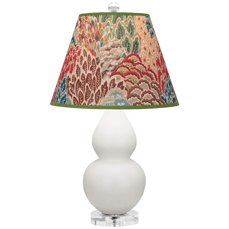 Image 1 Double Gourd 22"H Matte Lily And Lucite Lamp w/ Fall Floral Shade