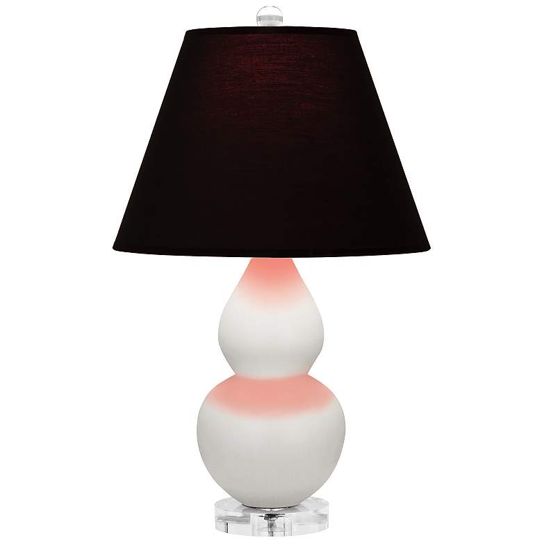 Image 1 Double Gourd 22"H Matte Lily And Lucite Lamp w/ Ink And Rose Shade