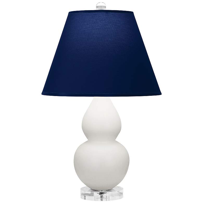 Image 1 Double Gourd 22"H Matte Lily And Lucite Lamp w/ Navy And Gray Shade