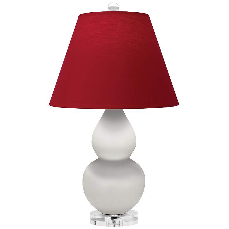 Image 1 Double Gourd 22"H Matte Lily And Lucite Lamp w/ Rose And Ink Shade