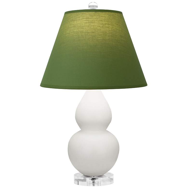 Image 1 Double Gourd 22"H Matte Lily And Lucite Lamp w/ Tea And Taupe Shade