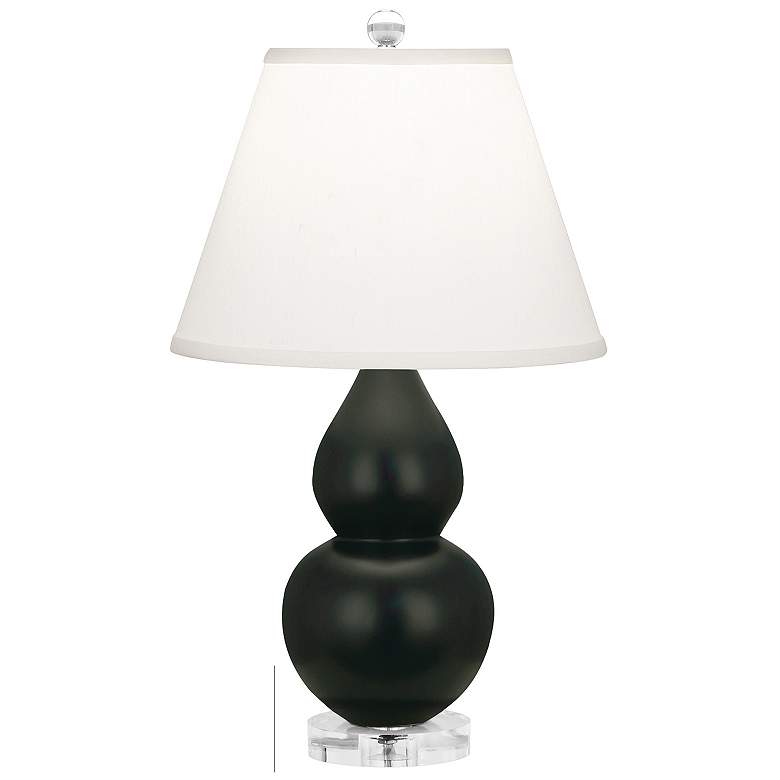 Image 1 Double Gourd 22"H Matte Obsidian And Lucite Accent Lamp w/ Pearl Shade