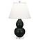 Double Gourd 22"H Matte Obsidian And Lucite Accent Lamp w/ Pearl Shade