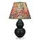 Double Gourd 22"H Matte Obsidian And Lucite Lamp w/ Fall Floral Shade