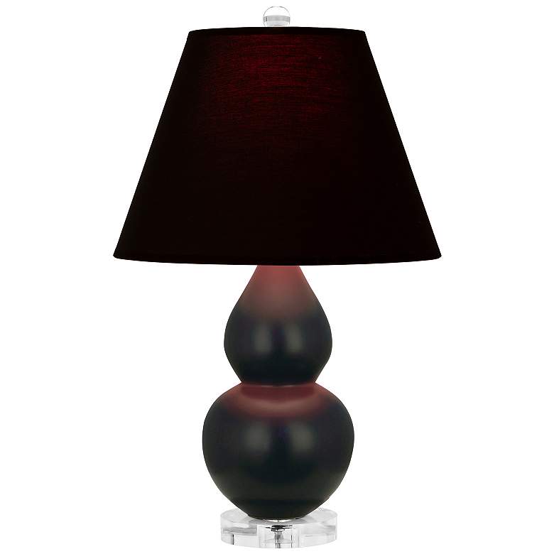 Image 1 Double Gourd 22"H Matte Obsidian And Lucite Lamp w/ Ink And Rose Shade