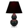 Double Gourd 22"H Matte Obsidian And Lucite Lamp w/ Ink And Rose Shade