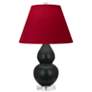 Double Gourd 22"H Matte Obsidian And Lucite Lamp w/ Rose And Ink Shade