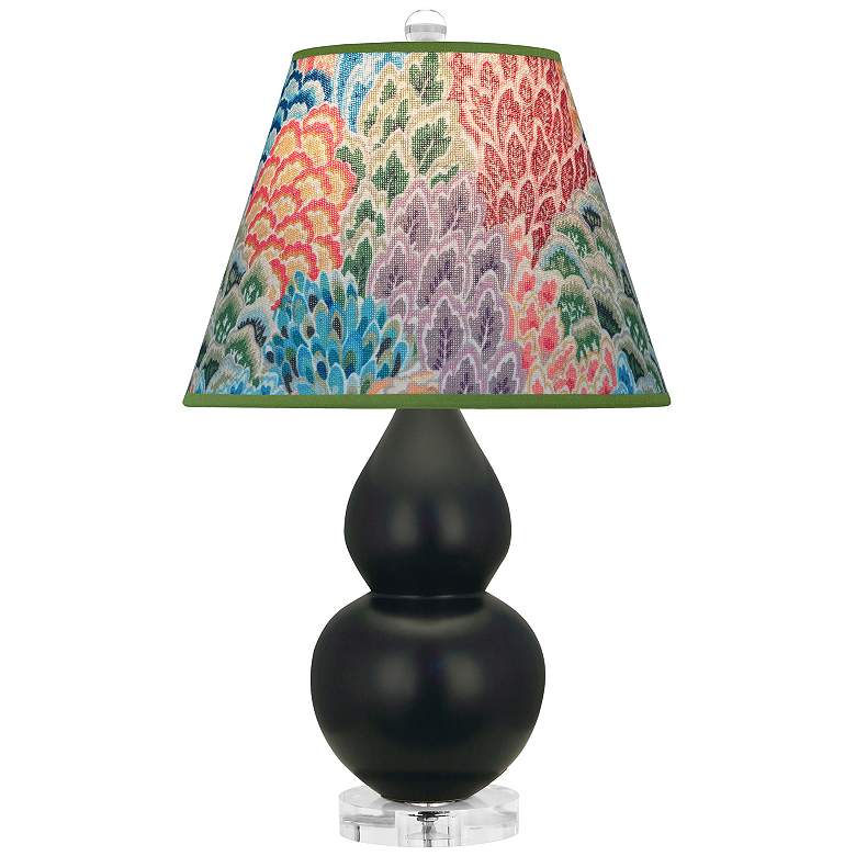 Image 1 Double Gourd 22"H Matte Obsidian And Lucite Lamp w/ Spring Shade