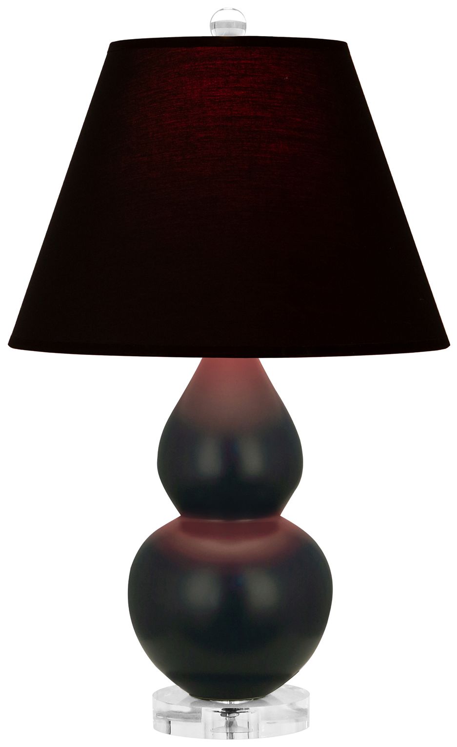 Double Gourd 22"H Matte Obsidian & Lucite Lamp w/ Ink & Rose Made to Order