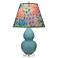 Double Gourd 22"H Matte Steel Blue And Lucite Lamp w/ Spring Shade