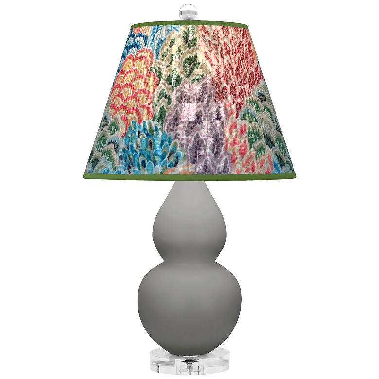 Image 1 Double Gourd 22"H Matte Taupe And Lucite Accent Lamp w/ Spring Shade