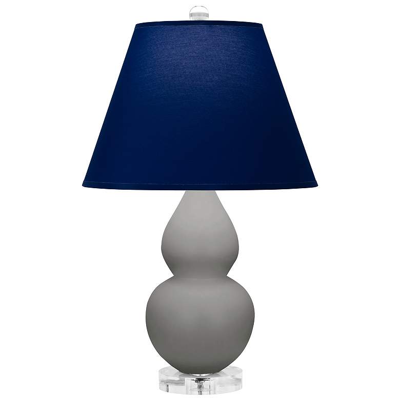 Image 1 Double Gourd 22"H Matte Taupe And Lucite Lamp w/ Navy And Gray Shade