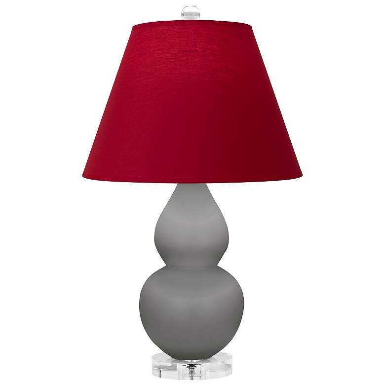 Image 1 Double Gourd 22"H Matte Taupe And Lucite Lamp w/ Rose And Ink Shade