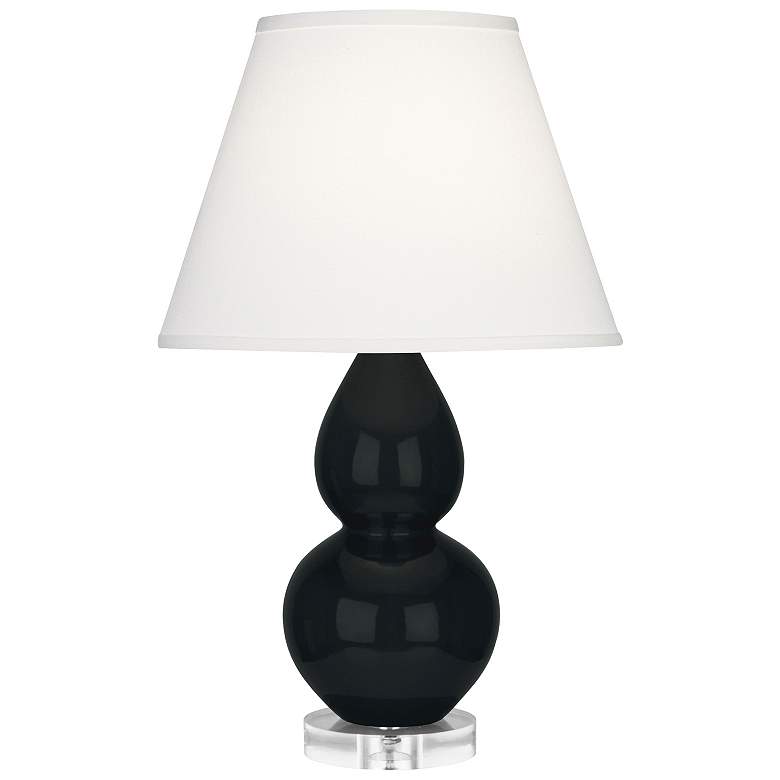 Image 1 Double Gourd 22"H Obsidian And Lucite Accent Lamp w/ Pearl Shade