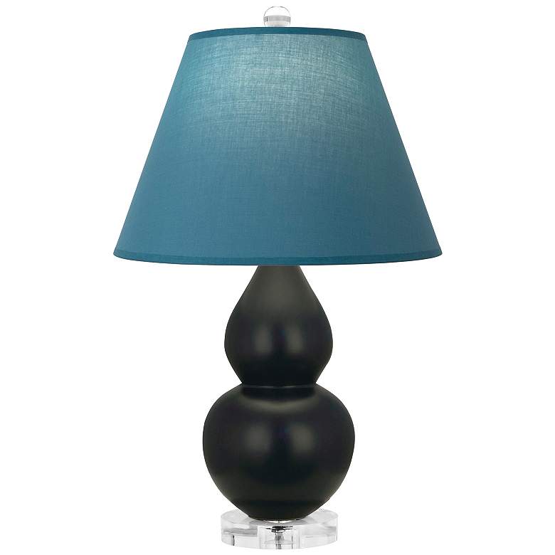 Image 1 Double Gourd 22"H Obsidian And Lucite Lamp w/ Bright Blue And Gray Shade