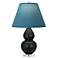 Double Gourd 22"H Obsidian And Lucite Lamp w/ Bright Blue And Gray Shade