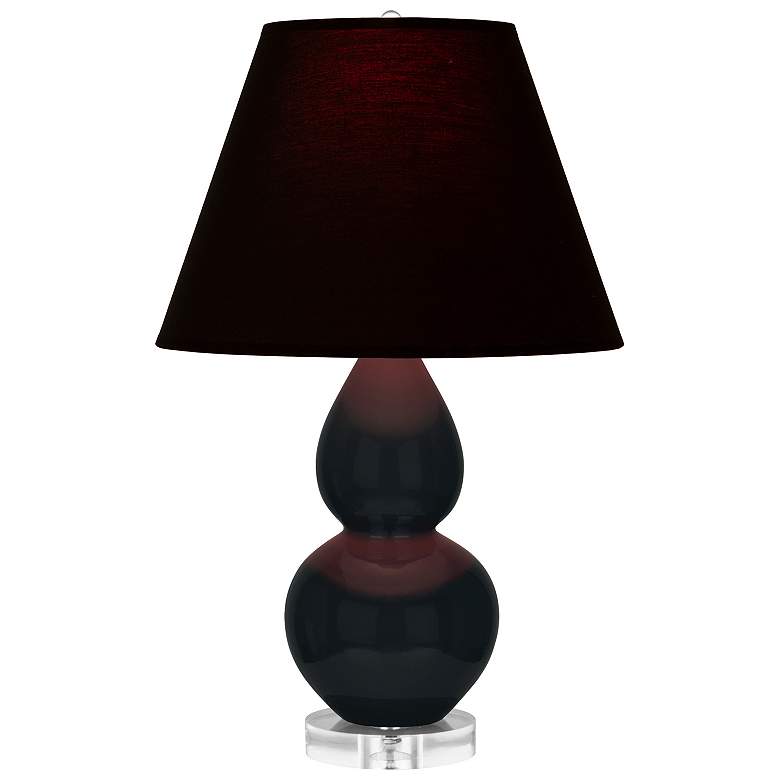 Image 1 Double Gourd 22"H Obsidian And Lucite Lamp w/ Ink And Rose Shade