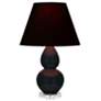 Double Gourd 22"H Obsidian And Lucite Lamp w/ Ink And Rose Shade