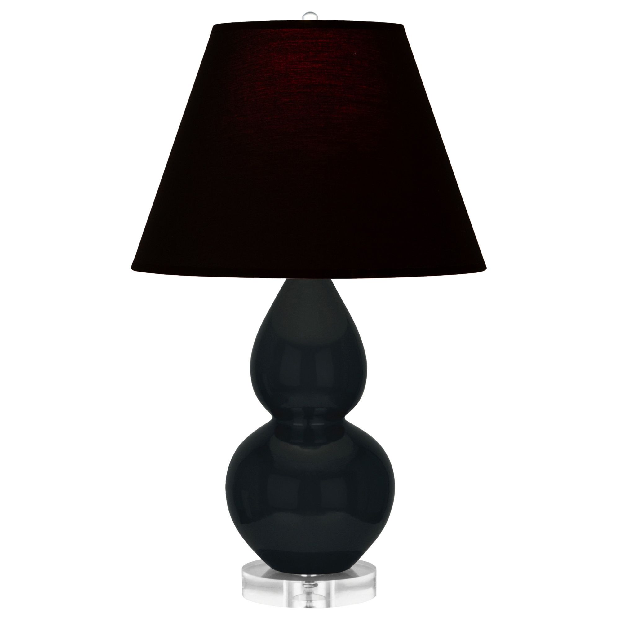 Image 2 Double Gourd 22"H Obsidian And Lucite Lamp w/ Ink And Rose Shade more views