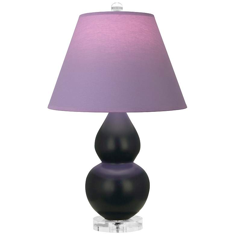 Image 1 Double Gourd 22"H Obsidian And Lucite Lamp w/ Lavender And Plum Shade