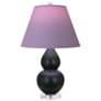 Double Gourd 22"H Obsidian And Lucite Lamp w/ Lavender And Plum Shade