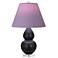 Double Gourd 22"H Obsidian And Lucite Lamp w/ Lavender And Plum Shade