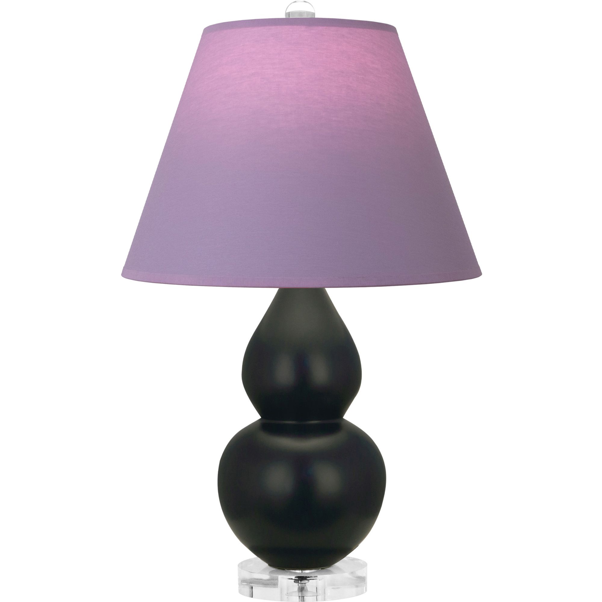 Image 2 Double Gourd 22"H Obsidian And Lucite Lamp w/ Lavender And Plum Shade more views