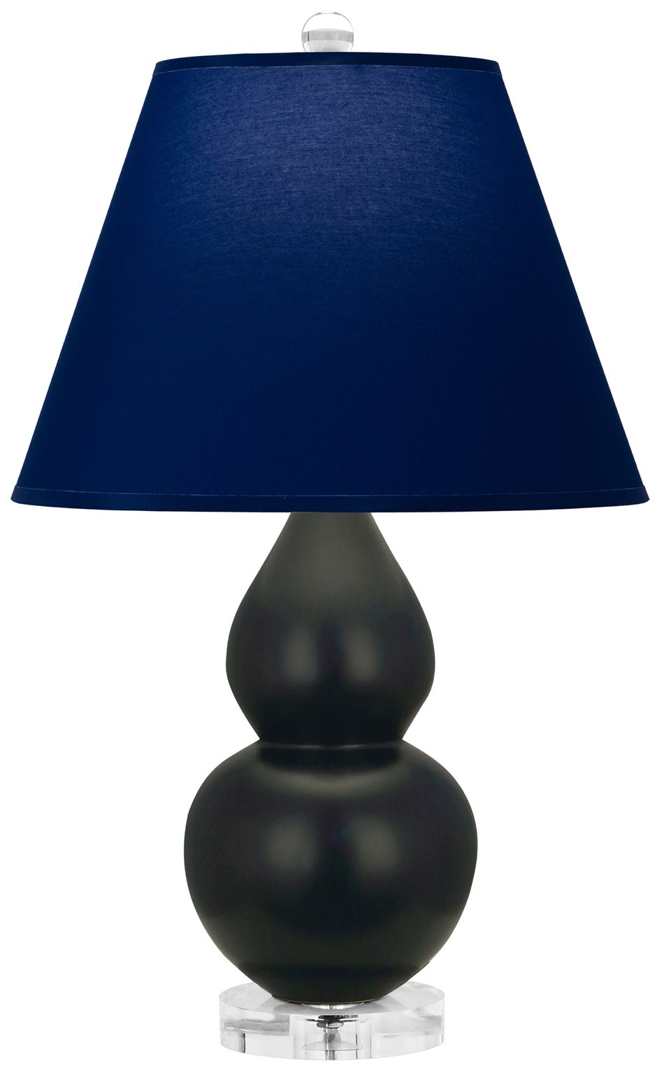 Double Gourd 22"H Obsidian And Lucite Lamp w/ Navy And Gray Made to Order