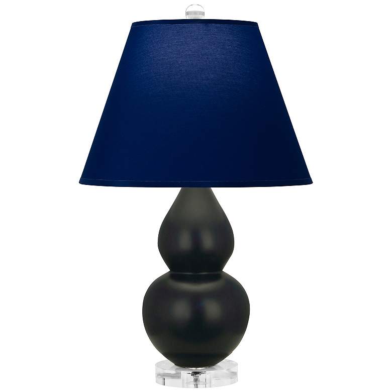 Image 1 Double Gourd 22"H Obsidian And Lucite Lamp w/ Navy And Gray Shade