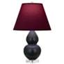 Double Gourd 22"H Obsidian And Lucite Lamp w/ Plum And Lavender Shade