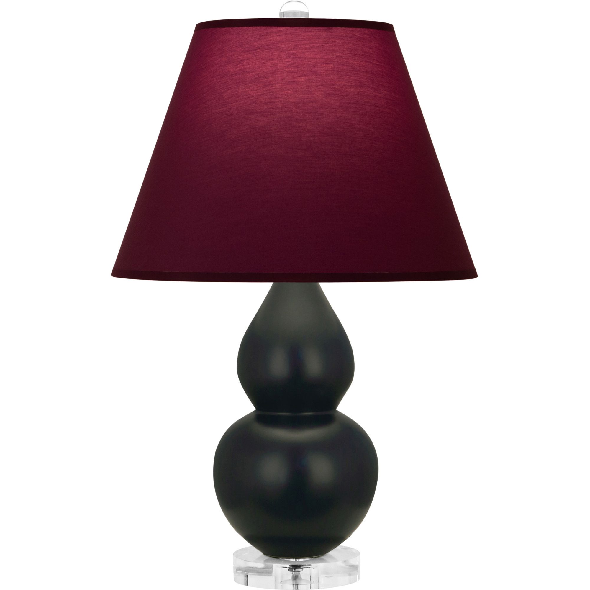 Image 2 Double Gourd 22"H Obsidian And Lucite Lamp w/ Plum And Lavender Shade more views