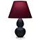 Double Gourd 22"H Obsidian And Lucite Lamp w/ Plum And Lavender Shade