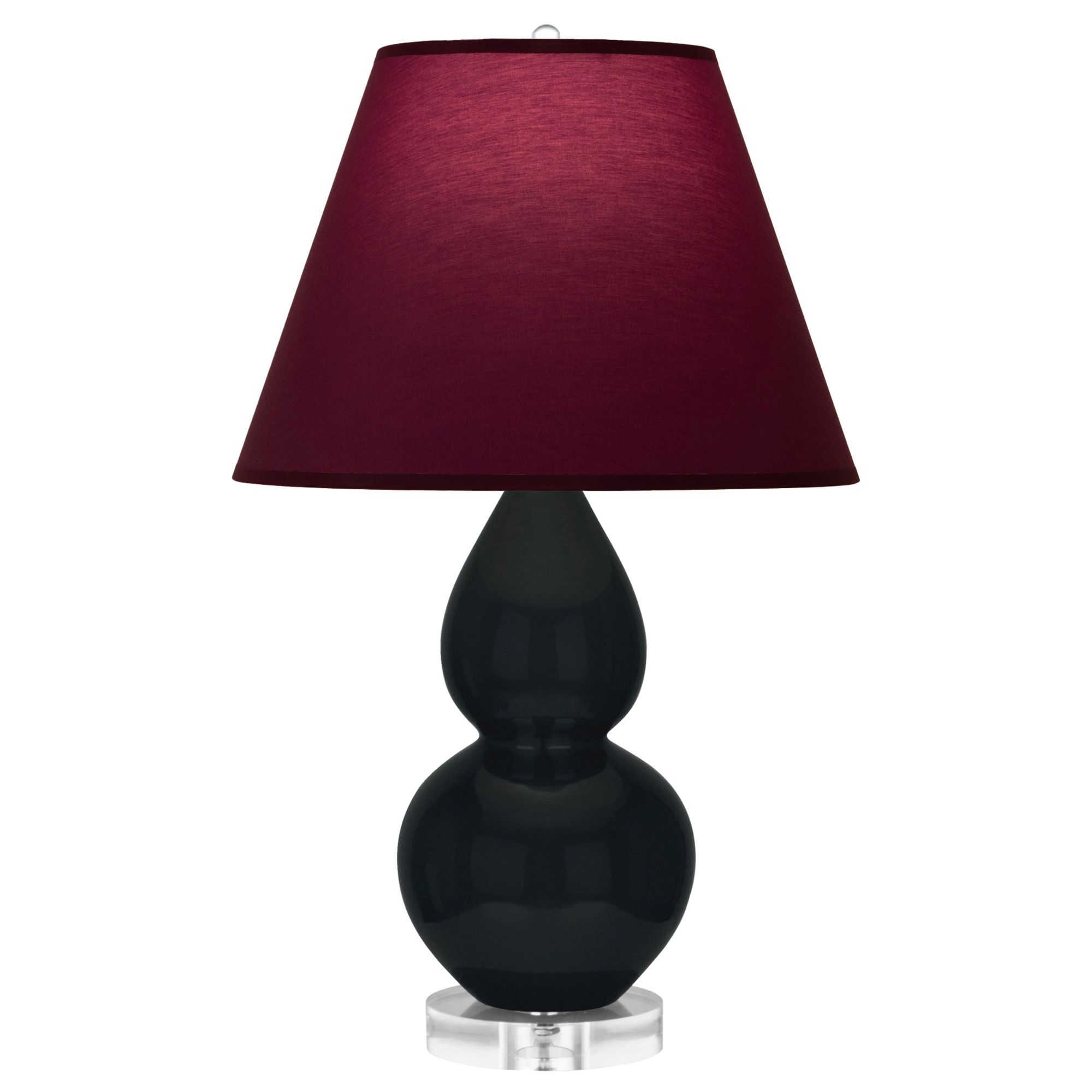 Image 2 Double Gourd 22"H Obsidian And Lucite Lamp w/ Plum And Lavender Shade more views