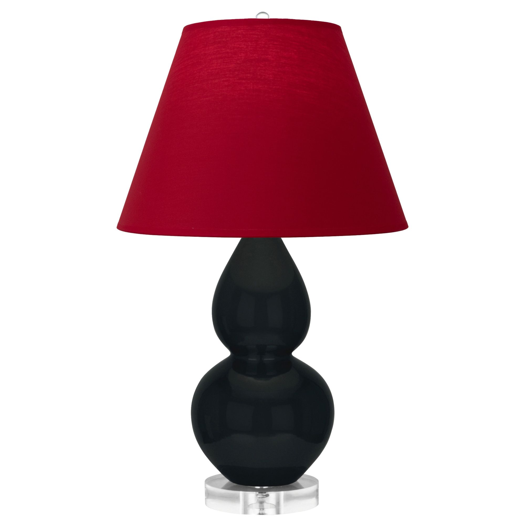 Image 2 Double Gourd 22"H Obsidian And Lucite Lamp w/ Rose And Ink Shade more views