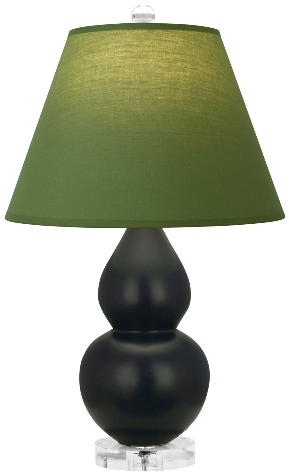 Double Gourd 22"H Obsidian And Lucite Lamp w/ Tea And Taupe Made to Order