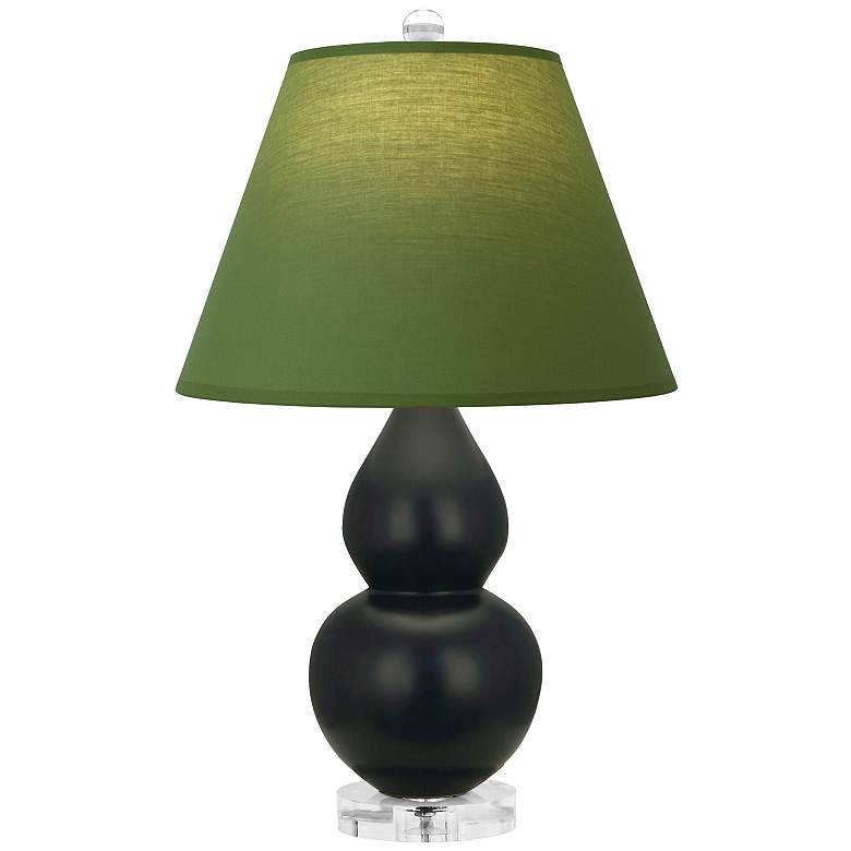 Image 1 Double Gourd 22"H Obsidian And Lucite Lamp w/ Tea And Taupe Shade