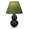 Double Gourd 22"H Obsidian And Lucite Lamp w/ Tea And Taupe Shade
